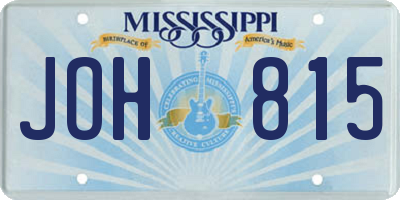 MS license plate JOH815