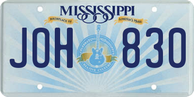 MS license plate JOH830