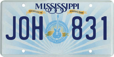 MS license plate JOH831