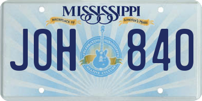 MS license plate JOH840