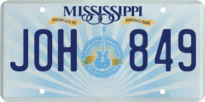 MS license plate JOH849
