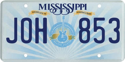MS license plate JOH853