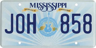 MS license plate JOH858