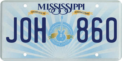 MS license plate JOH860