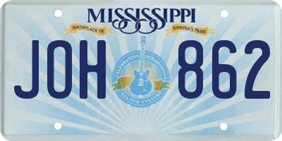 MS license plate JOH862