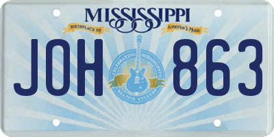 MS license plate JOH863