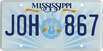 MS license plate JOH867