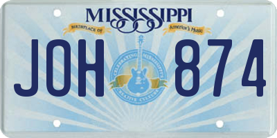 MS license plate JOH874