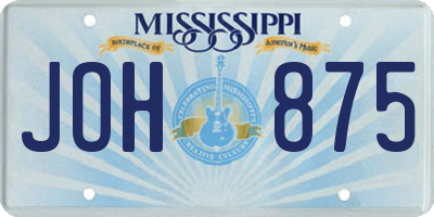 MS license plate JOH875