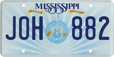 MS license plate JOH882