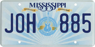 MS license plate JOH885