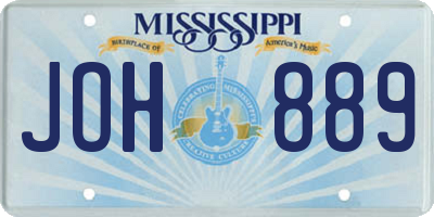 MS license plate JOH889