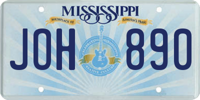 MS license plate JOH890
