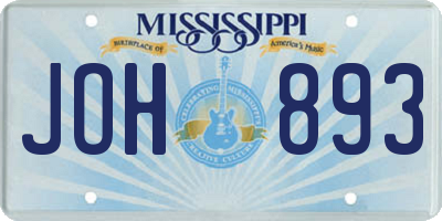 MS license plate JOH893