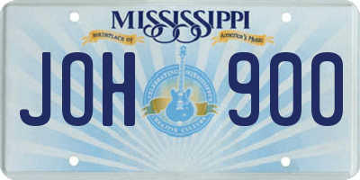 MS license plate JOH900