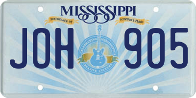 MS license plate JOH905