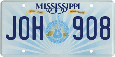 MS license plate JOH908