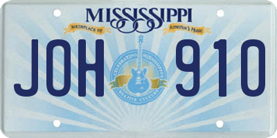 MS license plate JOH910