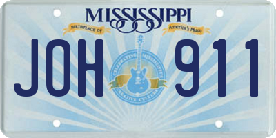 MS license plate JOH911