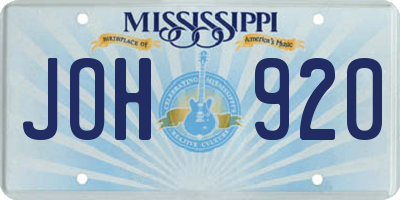 MS license plate JOH920