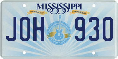 MS license plate JOH930