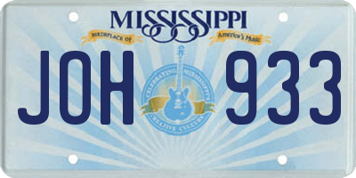 MS license plate JOH933