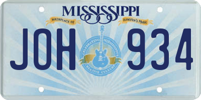 MS license plate JOH934
