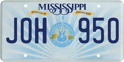 MS license plate JOH950