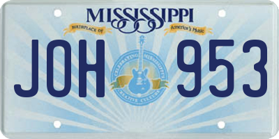 MS license plate JOH953