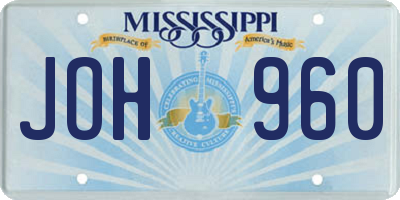 MS license plate JOH960