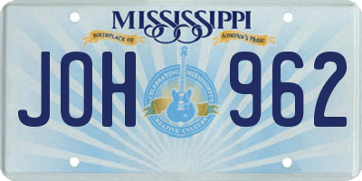 MS license plate JOH962