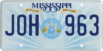 MS license plate JOH963