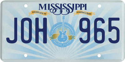 MS license plate JOH965