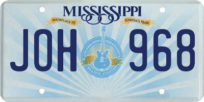 MS license plate JOH968