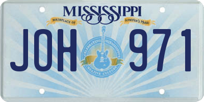 MS license plate JOH971