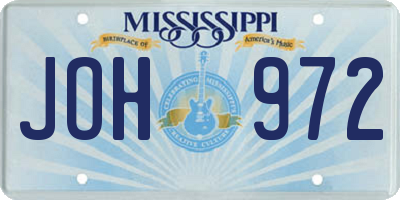 MS license plate JOH972
