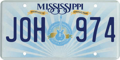 MS license plate JOH974