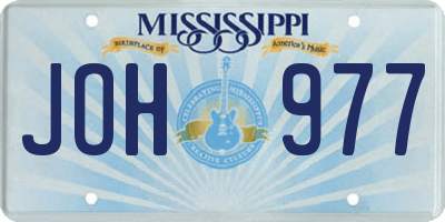 MS license plate JOH977