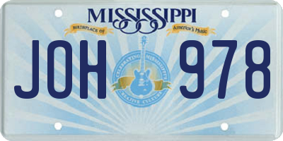 MS license plate JOH978