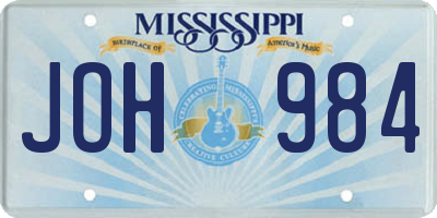MS license plate JOH984