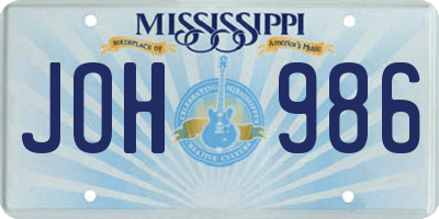 MS license plate JOH986
