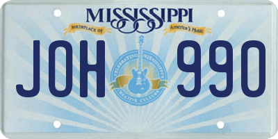 MS license plate JOH990