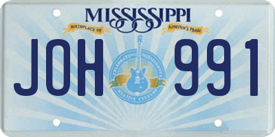 MS license plate JOH991