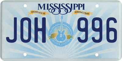 MS license plate JOH996
