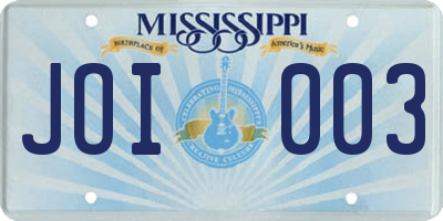 MS license plate JOI003