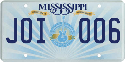 MS license plate JOI006