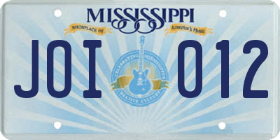 MS license plate JOI012