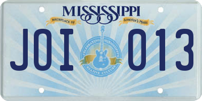 MS license plate JOI013