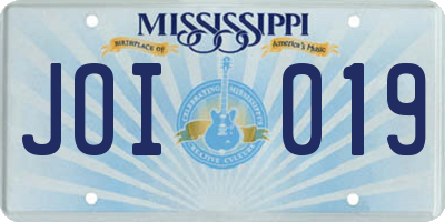 MS license plate JOI019