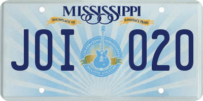 MS license plate JOI020